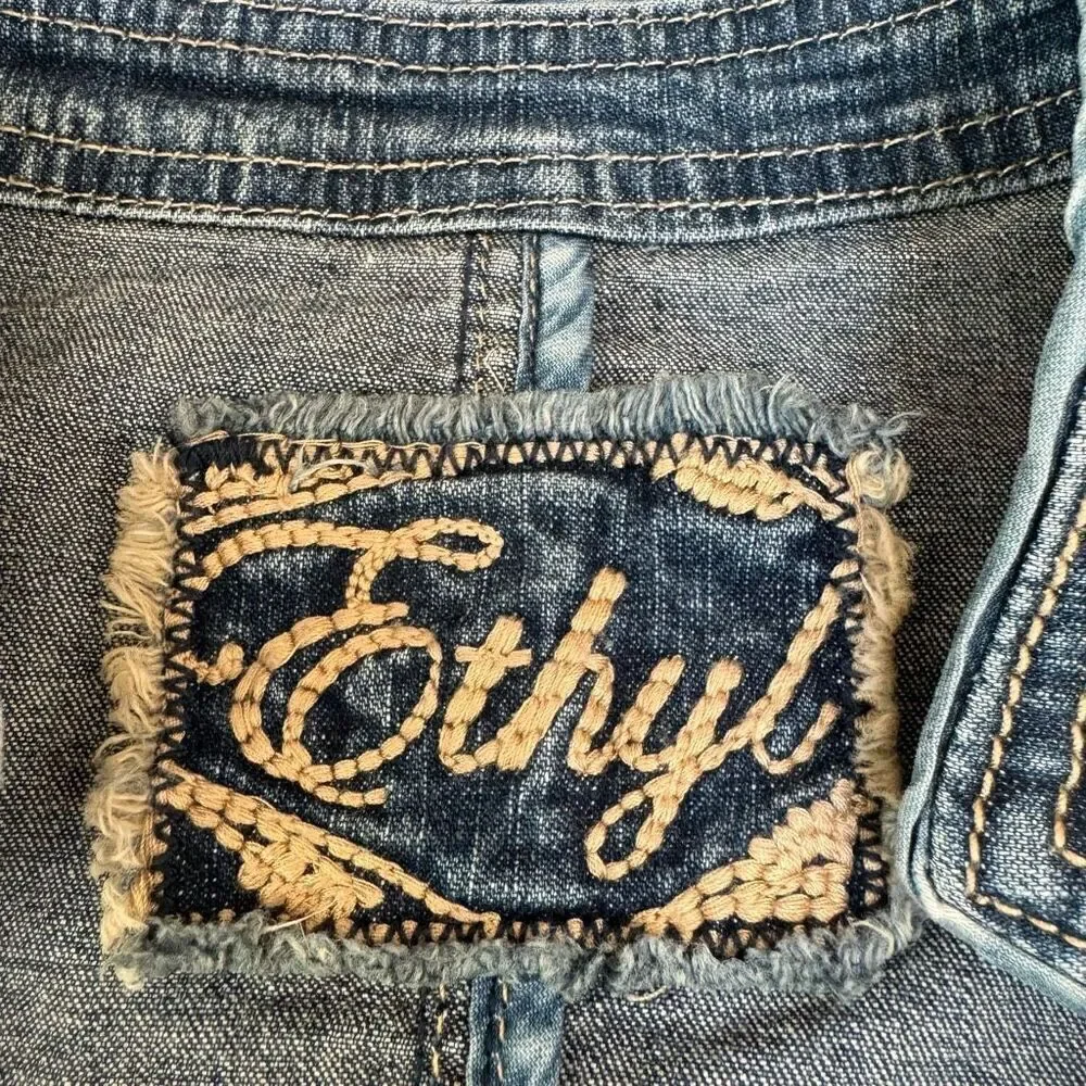 Ethyl vintage sleeveless denim peplum jacket size S